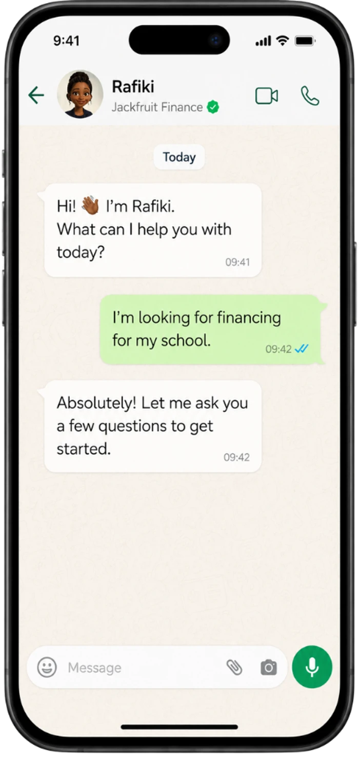 Rafiki WhatsApp conversation preview